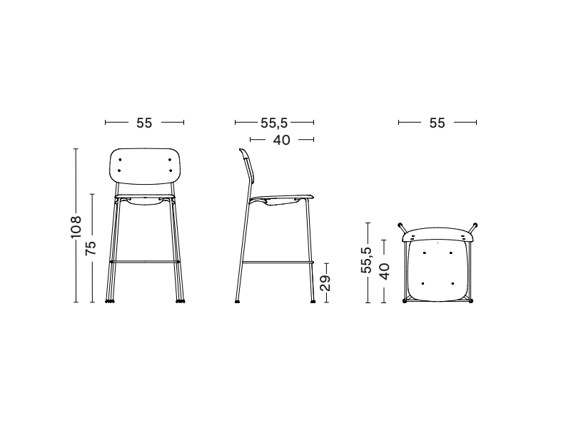 SOFT EDGE 90 BAR STOOL BR TUBE BASE