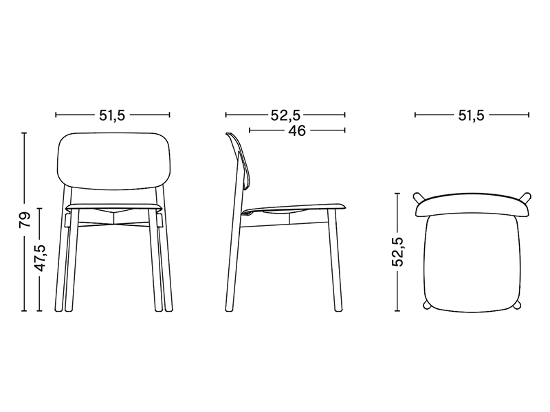 SOFT EDGE 60 CHAIR WOOD BASE SEAT UPHOLSTERY