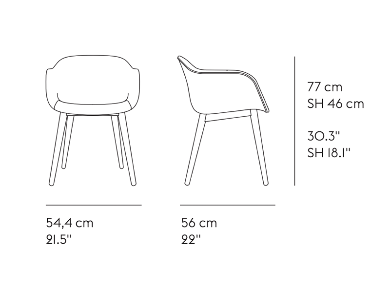 FIBER ARMCHAIR WOOD BASE FULL UPHOLSTERY