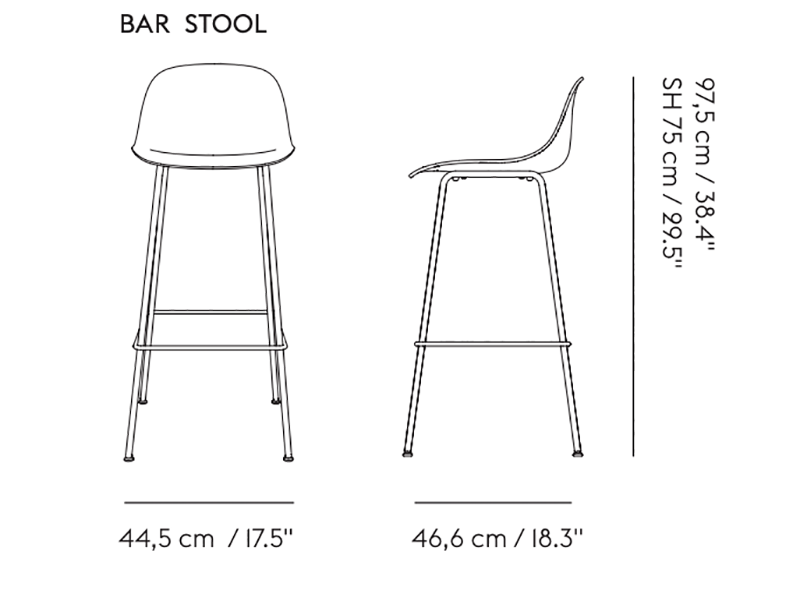 FIBER COUNTER / BAR STOOL WITH BACKREST TUBE BASE FULL UPHOLSTERY