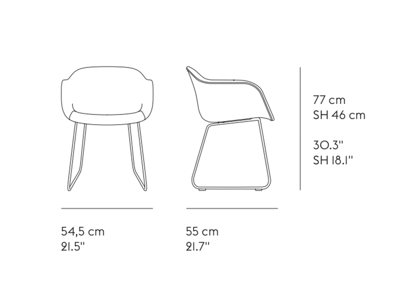 FIBER ARMCHAIR SLED BASE FULL UPHOLSTERY