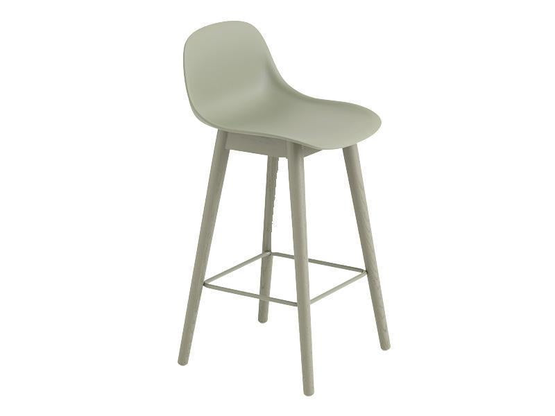 FIBER BAR STOOL WITH BACKREST WOOD BASE