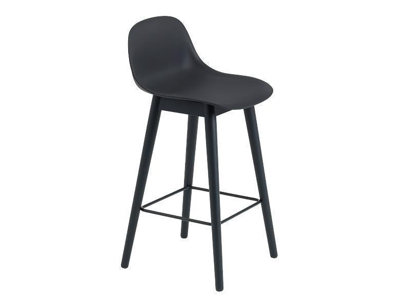 FIBER COUNTER STOOL WITH BACKREST WOOD BASE