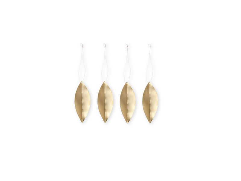 Leaf Brass Ornaments (set of 4) FERM-24220