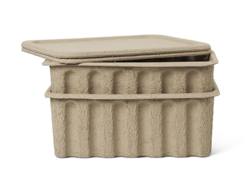 Paper Pulp Box large - set of 2 - Brown FERM-100313315